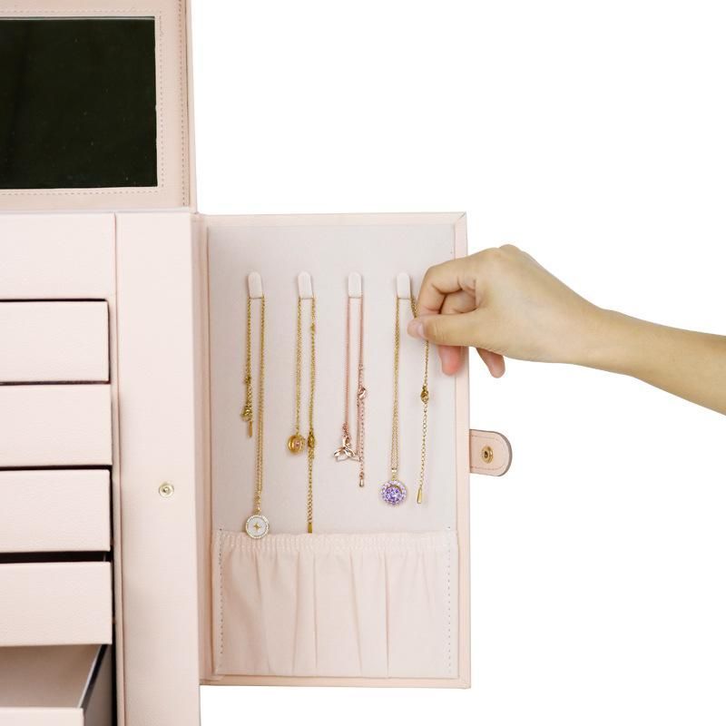 ジュエリーボックス クリスタル 木製 大容量 可愛い 姫系 ネックレス 鏡付き アクセサリー収納 アクセサリーケース 宝石箱 5段 白 ピンク WWW_OLIVIERBERNSTEIN_COM