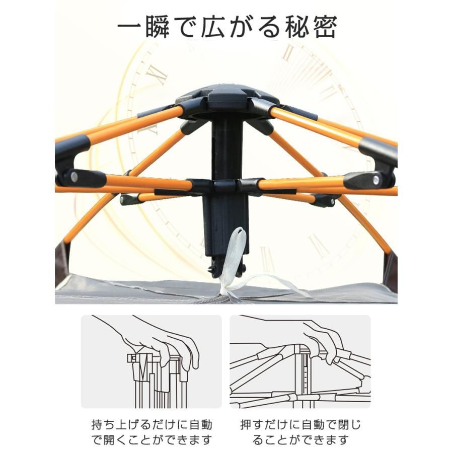 ワンタッチテント 3人~4人用 ドームテント フルクローズ