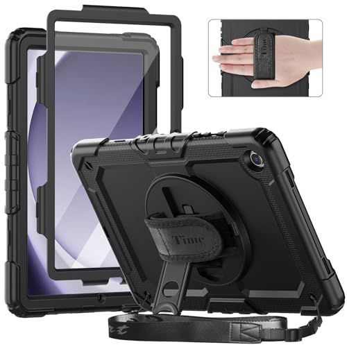Timecity Galaxy Tab A9+ ケース 耐衝撃 2023新モデル 保護フィルム 360回転スタンド ペン収納 ハンドu0026ショルダーストライプ付き 落下防止 傷防止 多機能 1メートルテスト 頑丈 Samsung Galaxy Tab A9 Pl