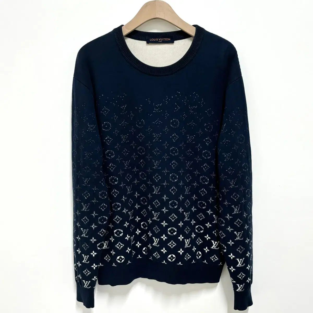アルパカモヘア LV刺繍 ? 【淡水水槽】 長袖クルーネックニット XS グレー