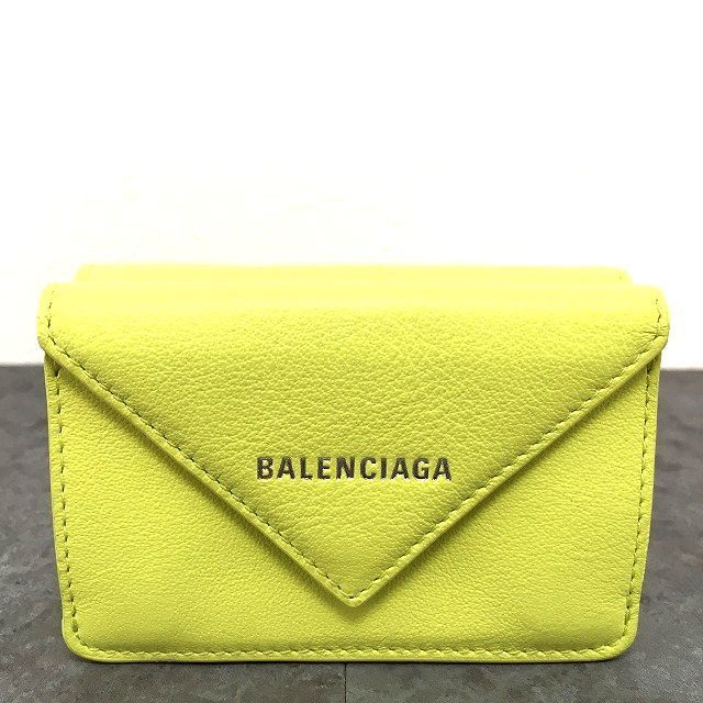 【極美品】 バレンシアガ ペーパーミニウォレット 折り財布 財布 花 イエロー BALENCIAGA バレンシアガ 小物 サイフ ペーパーミニウォレット