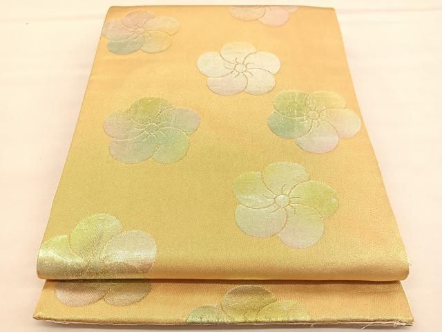 平和屋着物●龍村織物　六通柄袋帯　名月梅花文　金銀糸　正絹　逸品　BAAU1876hv 平和屋着物○龍村織物 六通柄袋帯 名月梅花文 金銀糸 正絹 逸品