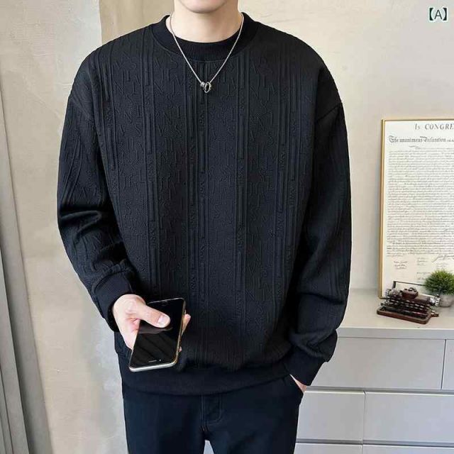 [4XL]メンズ ファッション 服  オシャレ シンプル 大人 かっこいい 大きいサイズ ストリート 紳士服 セーター ファッション ラウンドネック 長袖 レイヤリング シャツ 薄手 カジュアル 