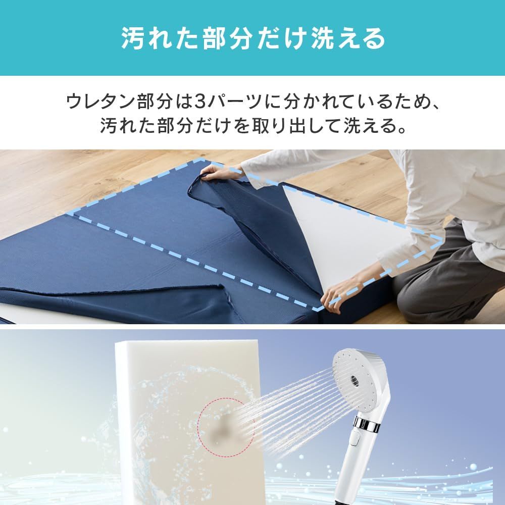 洗える三つ折りマットレス ネイビー