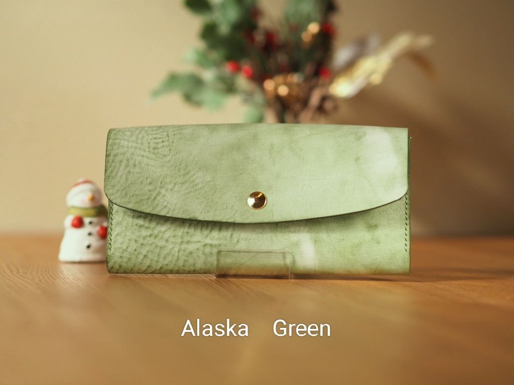 Italian Leather Alaska Green Wallet イタリアン レザー アラスカ グリーン 長財布 ハンドメイド