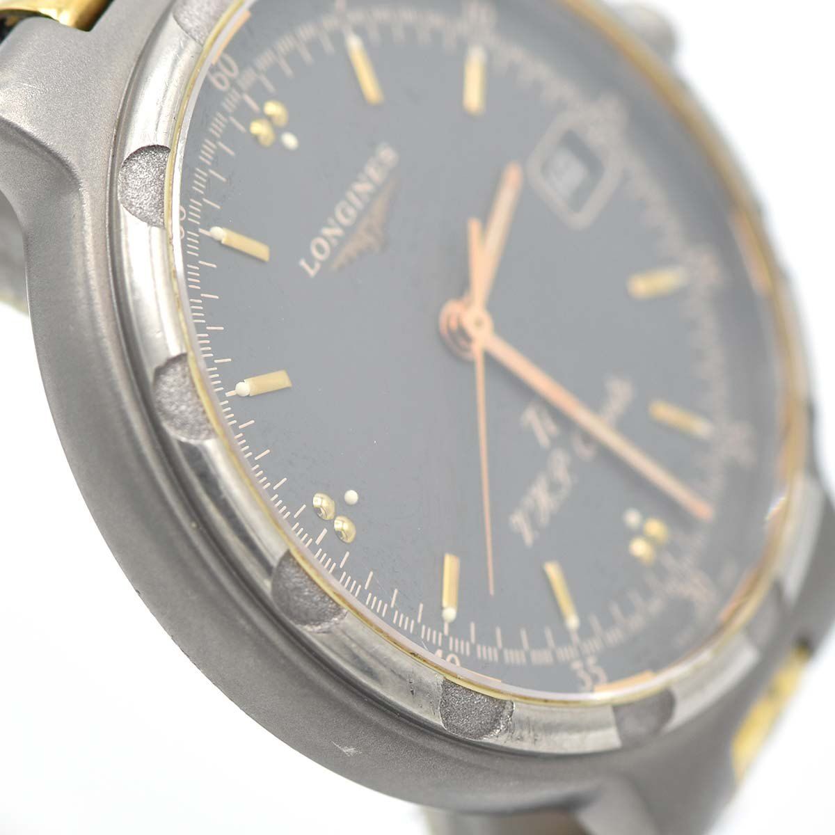 腕時計 稼働 LONGINES ロンジン コンクエスト チタン クォーツ グレー 