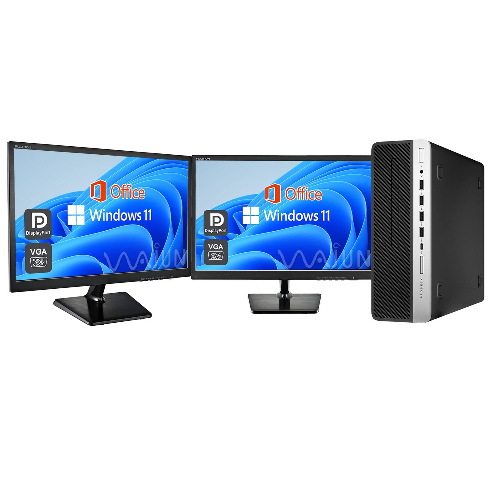 Win 11 ProMS Office 22型フルHD液晶2台セット Hu0026B 219 6G3 Core i5-75 デスクトップPC wajunのWIFIBluetooth 8GB 整備済み品エイチピー 128GB SSD