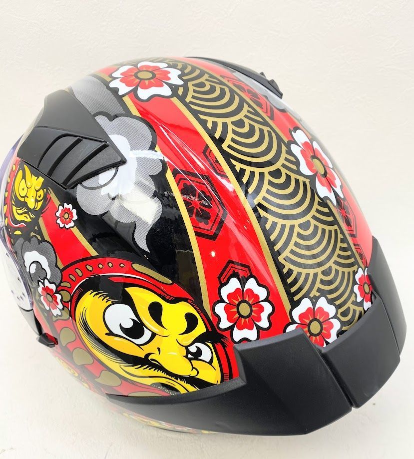 D*け様 【観賞用】希少 ROMER×CARACCIOLA フルフェイス ヘルメ 美品】フルフェイスヘルメット だるま柄 Lサイズ K0228