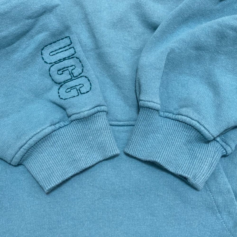 良品 UGG アグ 袖ロゴ オーバーサイズ プルオーバー スウェットパーカー S ブルー レディース 古着 中古 UGG - 良品 UGG アグ 袖ロゴ オーバーサイズ プルオーバー