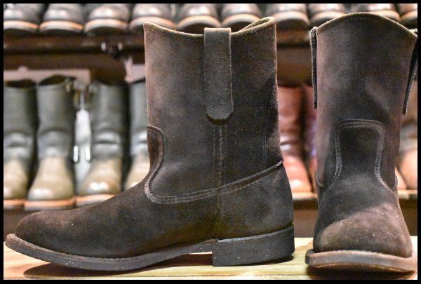 【8D 良品 08年】レッドウィング 8186 黒スエード ペコス ブラック ラフアウト ブーツ redwing pecos HOPESMORE【FA237】