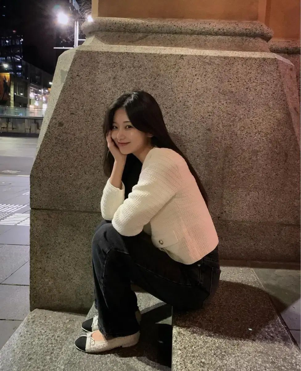  ユンスルショップ ツイード カーディガン アイボリー 長袖 カーディガン ボレロ アンサンブル