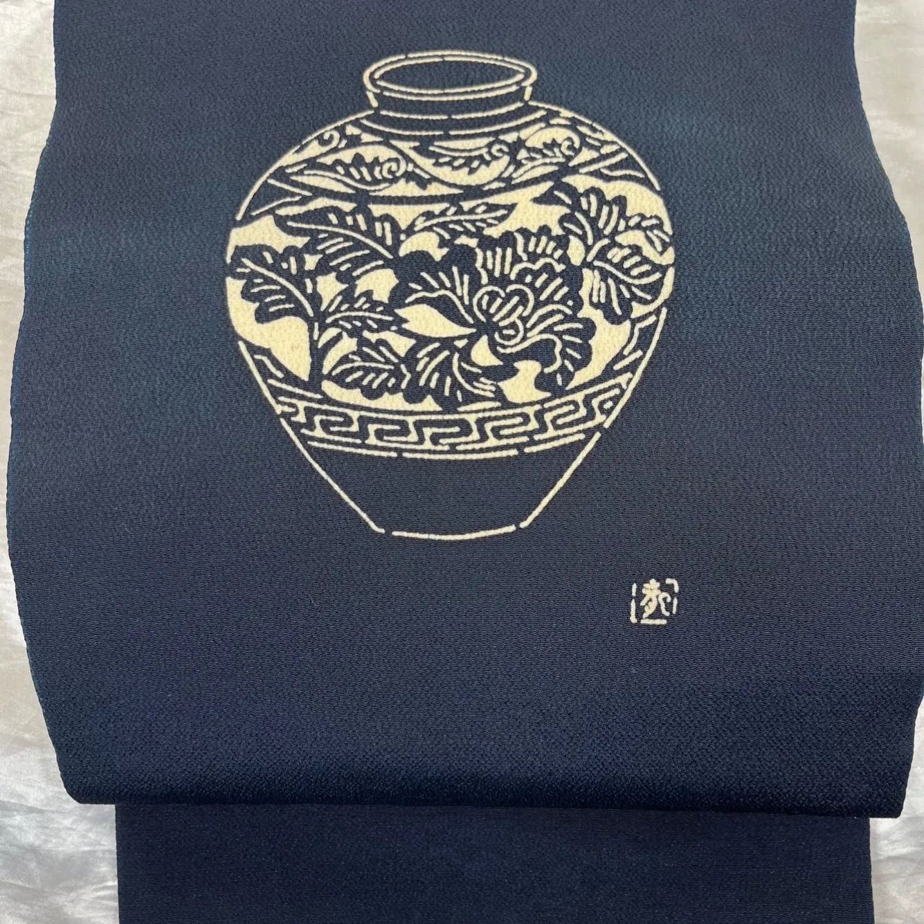 豪華絢爛綺麗紺紅型正絹☆草木手染☆名古屋帯 - メルカリ