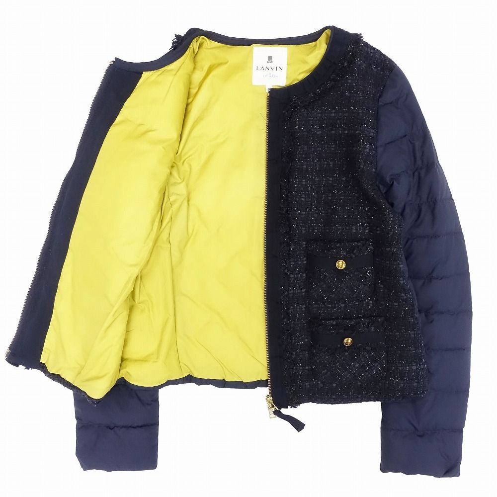 LANVIN en Bleu ランバンオンブルー ツイード 中綿 ノーカラー 