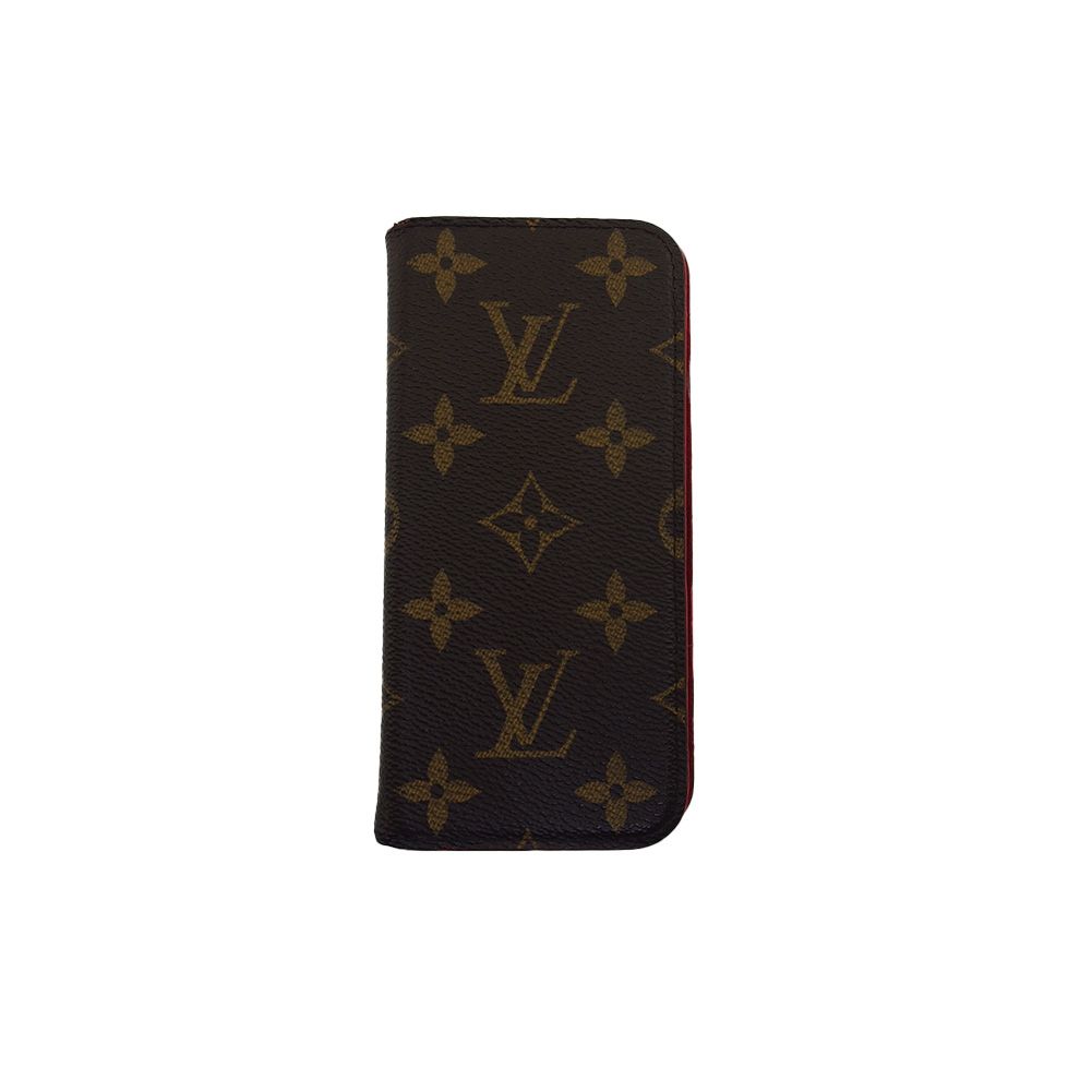 ルイ ヴィトン LOUIS VUITTON iPhoneケース モノグラム フォリオ ブラウン ベージュ レッド レディース