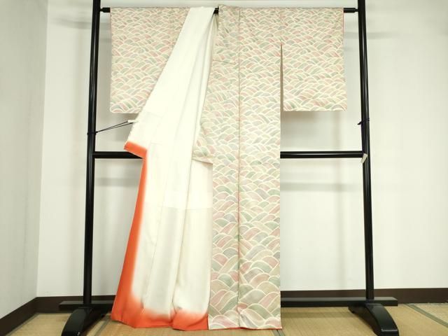 平和屋着物□上質な小紋 型染め 舞葉文 正絹 逸品 BAAU3981hj 平和