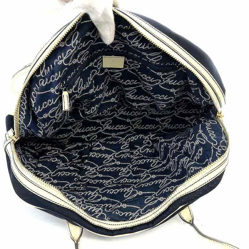 グッチ GUCCI ミニボストンバッグ ハンドバッグ ロゴ ナイロン レザー