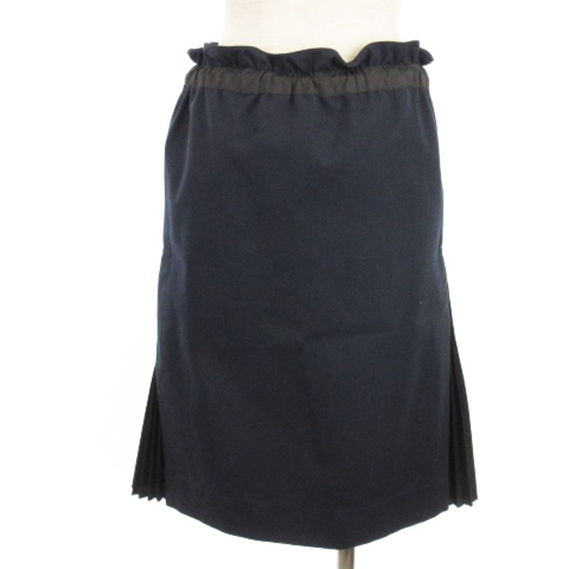 SACAI プリーツスカート 膝丈 黒ネイビー