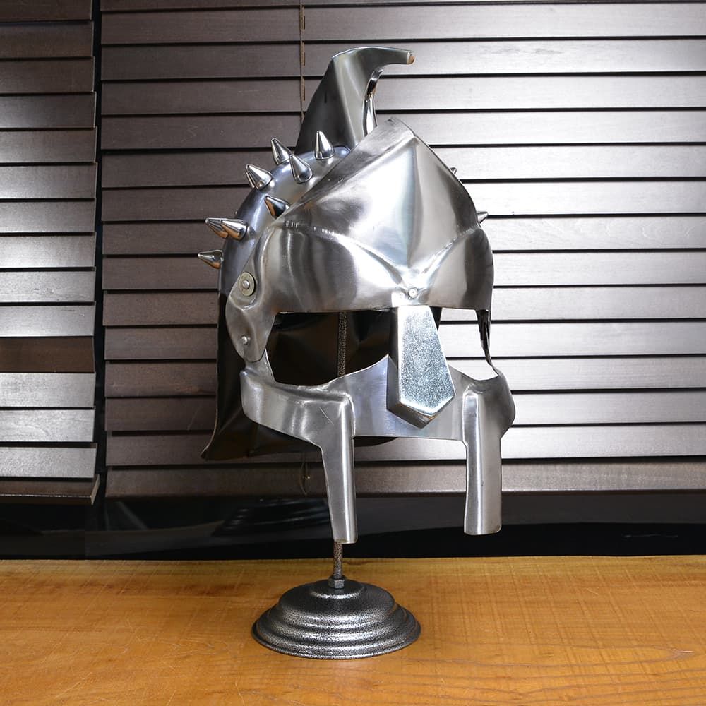 Gladiator ヘルメット 古代ローマ 剣闘士 西洋甲冑 スタンド付き 棘