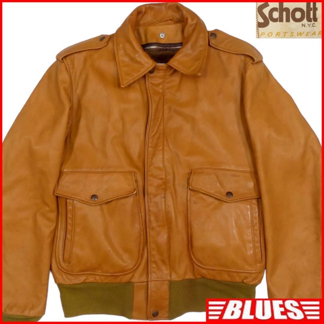 Schott　size40　G-1　レザージャケット　シングルライダース　茶色 Schott ショット G-1 レザーフライトジャケット 40 茶 NS379