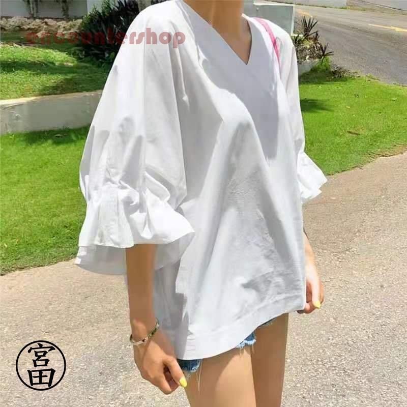 ブラウス レディース トップス ブラウス tシャツ 夏 チュニック 無地 五分袖 Vネック 30代  ホワイトTシャツ 白 黒 通勤 通学 カジュアル ブラウス レディース トップス ブラウス tシャツ 夏 チュニック