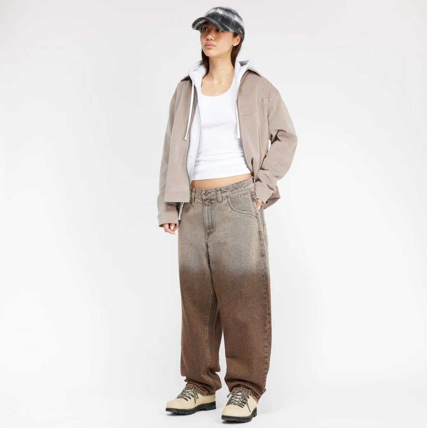 Dime ダイム Classic Baggy Denim Pants / Dipped Sandblasted Brown 