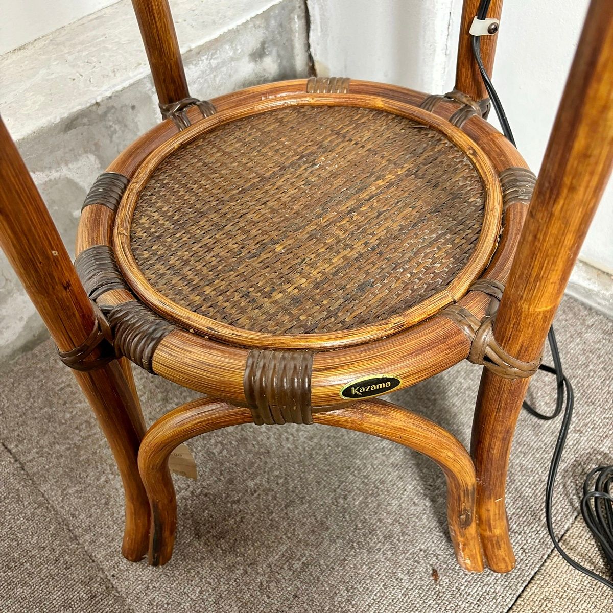 【福岡】KAZAMA カザマ デコレーションライト 高さ1180mm フロアスタンドライト ドーム 籐家具 1灯 照明 アジア オシャレ【KK1117-5】