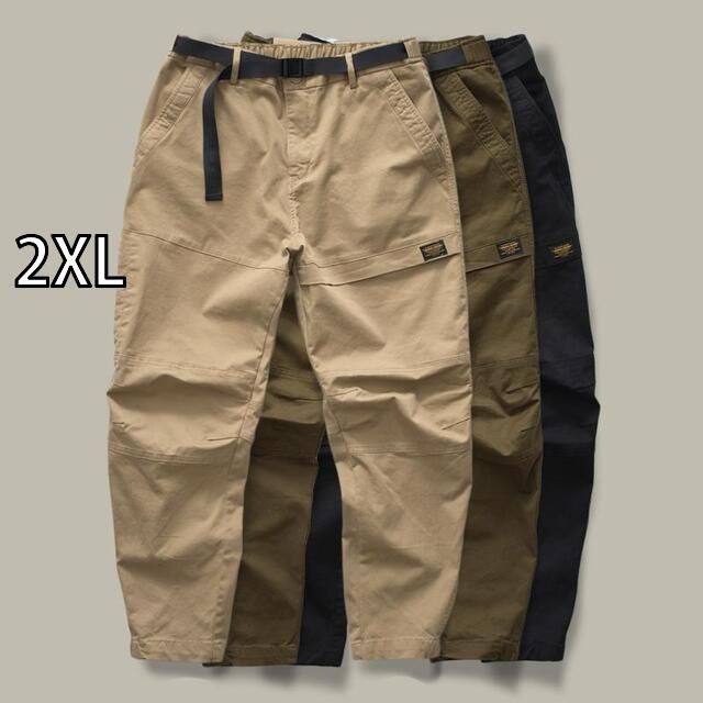 [2XL ]春 コーデ メンズ 用 服 シンプル ファッション オシャレ 大人 かっこいい 紳士服 アメリカン カジュアル ストレート パンツ カーキ 秋  カジュアル 通勤スタイル 重ね着コーデ ゆったりシルエット 快適フィット 動きやすい デイリー