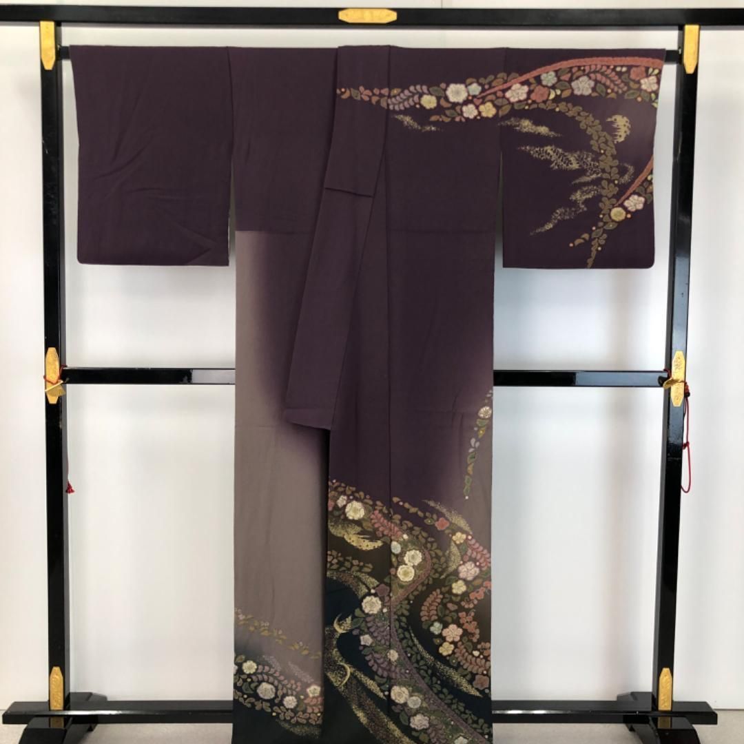訪問着 吉野一廉 美しい辻が花絞り 深紫色 縮緬 K-4791 - メルカリ 