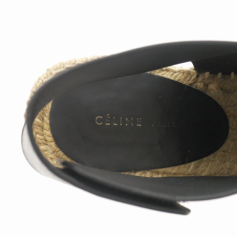 セリーヌ ウェッジソール エスパドリーユ オープントゥ ヒール 35