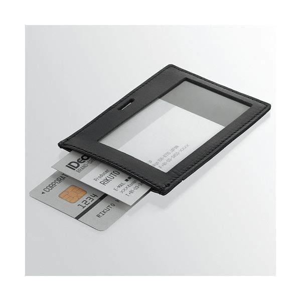 まとめ コクヨ ネームカードケース IDeoHUBSTYLE 革製 名刺 IDカード用 ヨコ型 黒 NM-CK195D 1枚 ×5セット