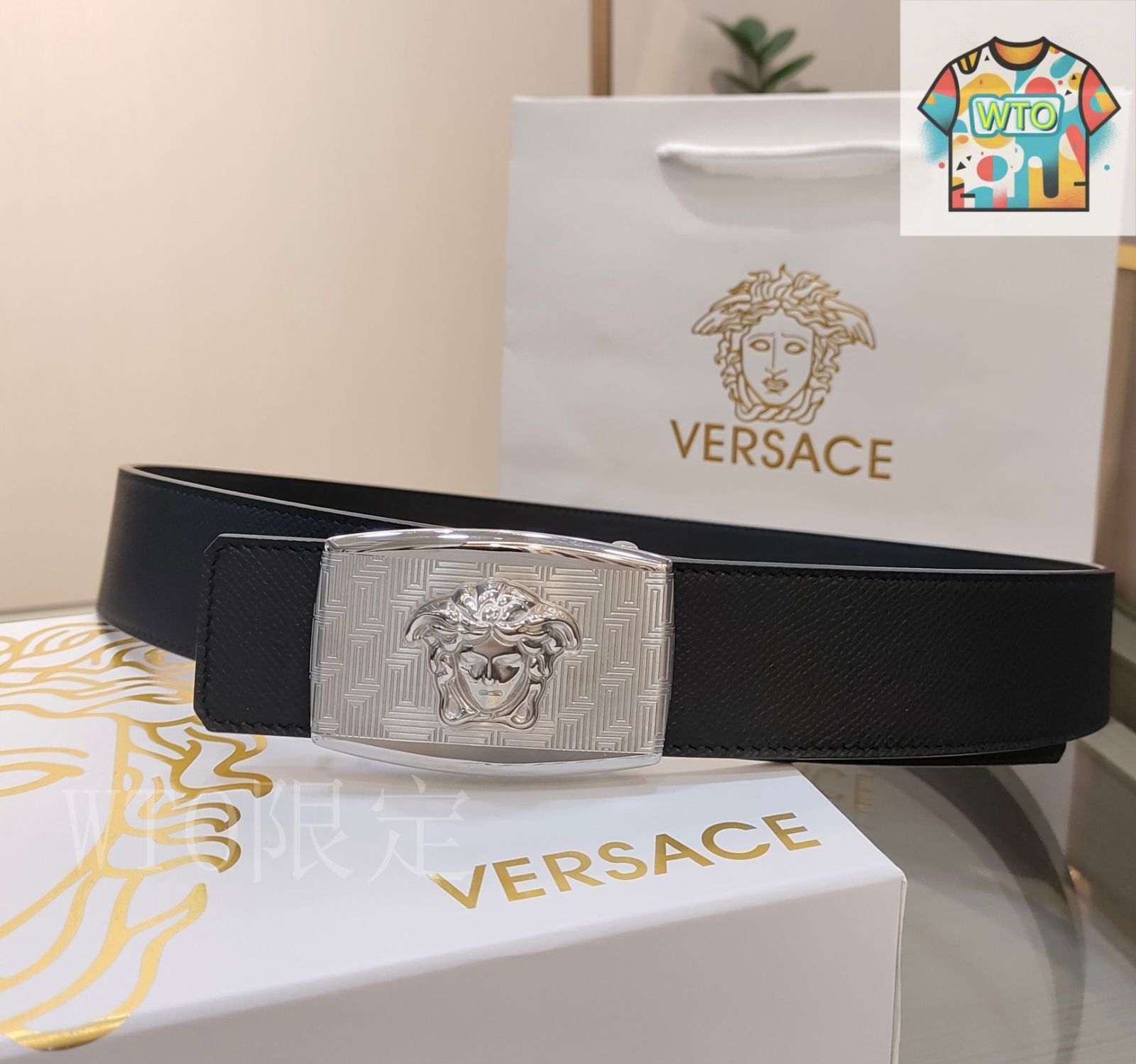 新品VERSACE ヴェルサーチ ベルト レターV エンブレム ラウンド ベルト ブラック | VERSACE JP