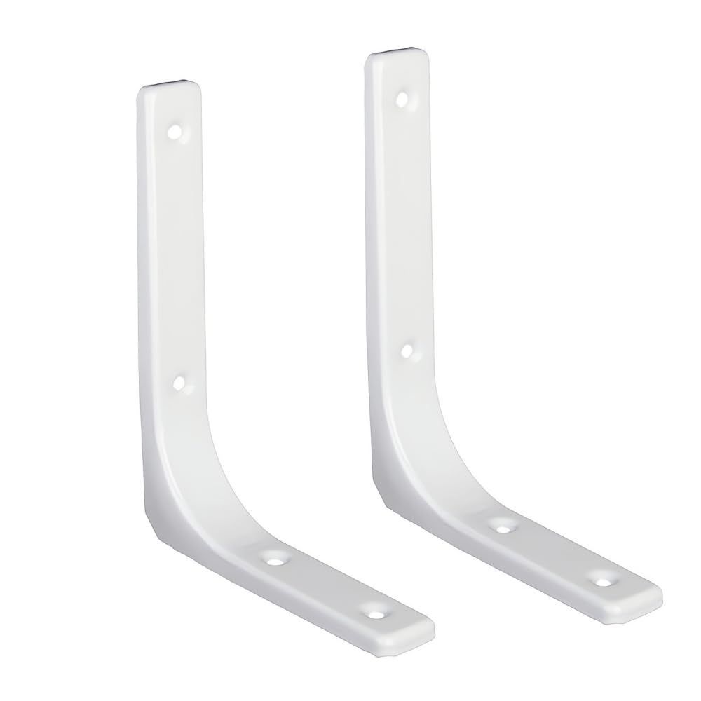 Size:4インチ（10X10cm)_Color:ホワイト Homeme 棚受け 金具 L字型 ブラケット ステンレス製 耐荷重25-75KG 2本入 壁 棚 棚支え 金具 ネジ付 ホワイト 10cm