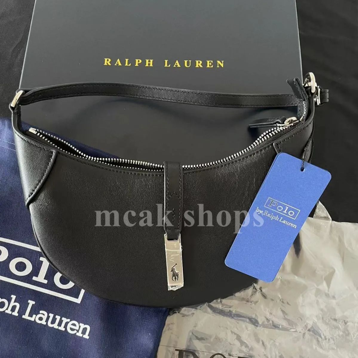 ♥極美品♥ ラルフローレンRalph Lauren Polo ID ファッション レディース レザー ショルダー バッグ ハンドバッグ カーキ