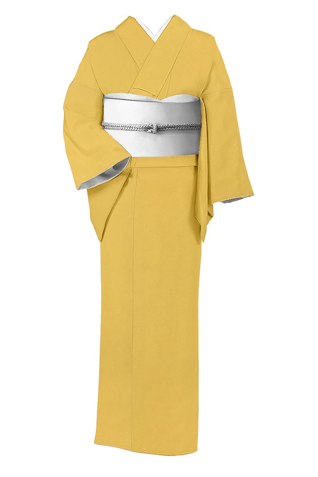 長井綾織紬着尺 まるまなこ 向日葵色