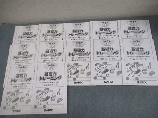 サピックス　5年 基礎力トレーニング 12セット　計算力sapix　書き込みなし サピックス 5年 基礎力トレーニング 12セット 計算力sapix 書き込み