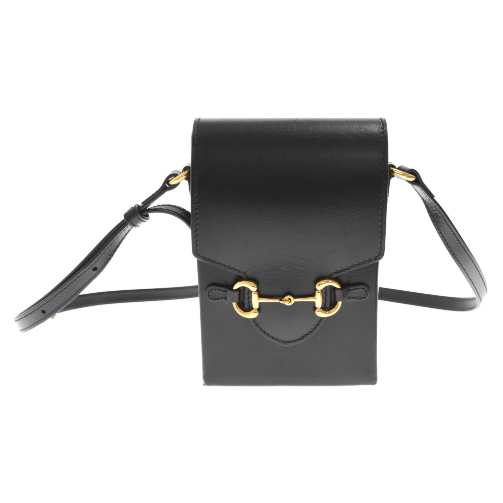 美品GUCCI 黒 レザー ショルダーバッグ625615 GUCCI (グッチ) ホースビットレザーショルダーバッグ ブラック
