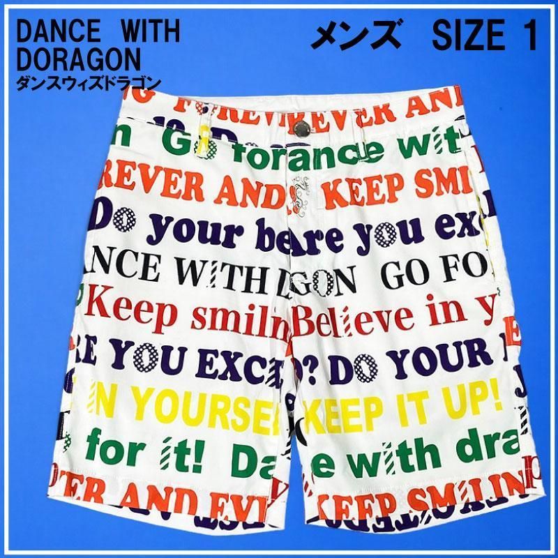 ダンスウィズドラゴン ハーフパンツ 英字 プリント ホワイト 1 ゴルフ