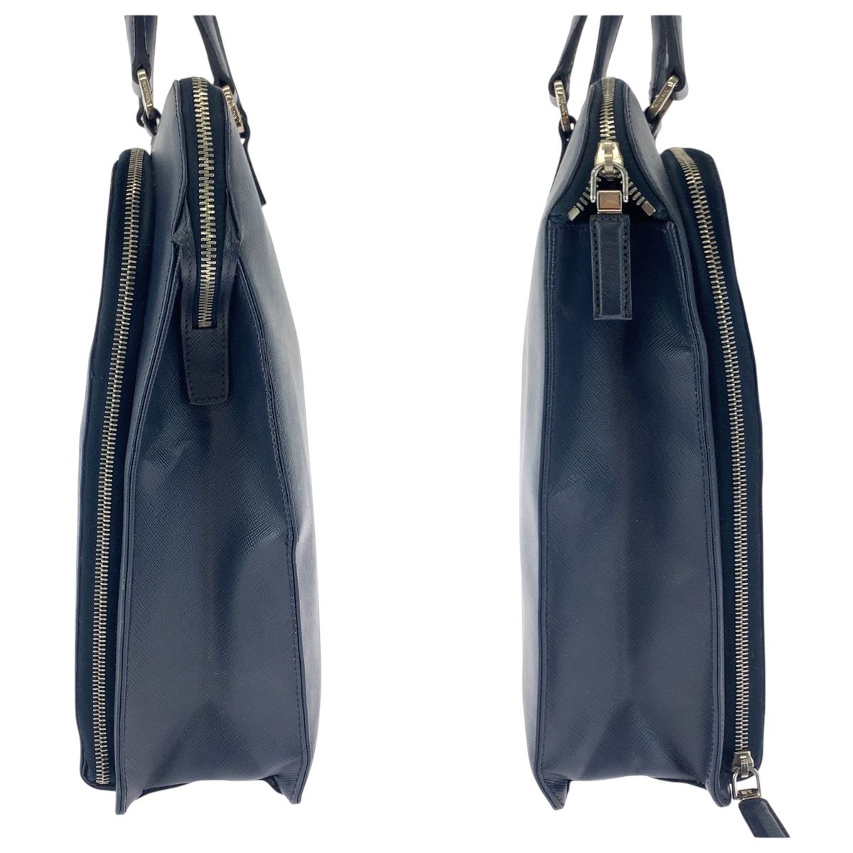 専用【PRADA】ビジネスバッグ　三角ロゴプレート　サフィアーノレザー　ネイビー 美品 プラダ 三角ロゴ ビジネスバッグ 裏地総柄 サフィアーノ