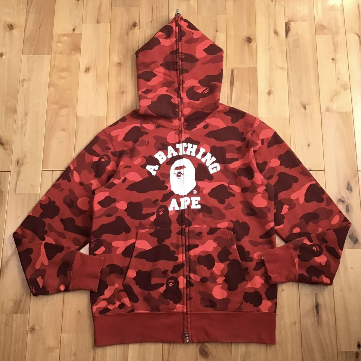 Red camo カレッジロゴ パーカー Lサイズ a bathing ape BAPE full zip ...