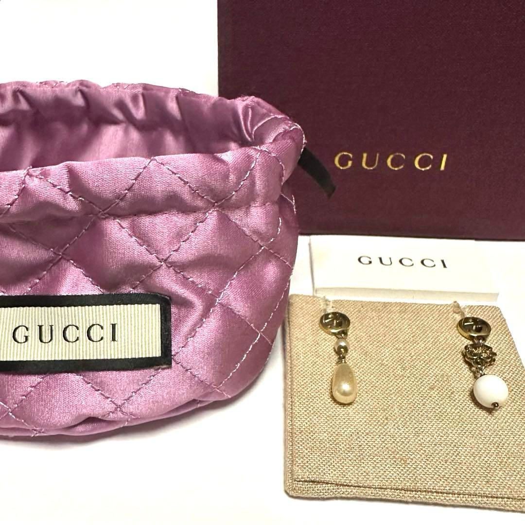 Gucci フラワーモチーフ パールピアス グッチ GUCCI ピアス インターロッキングG フラワー 花 グラスパール