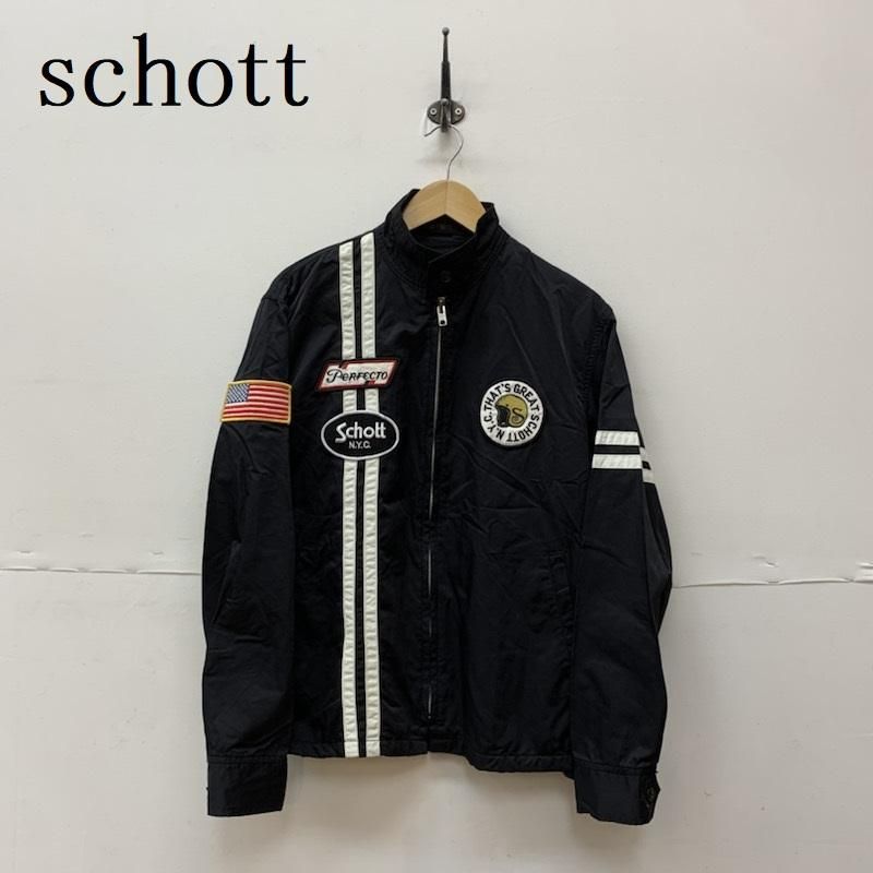 schott ナイロン ライダース ジャケット ワッペン ライン スイング