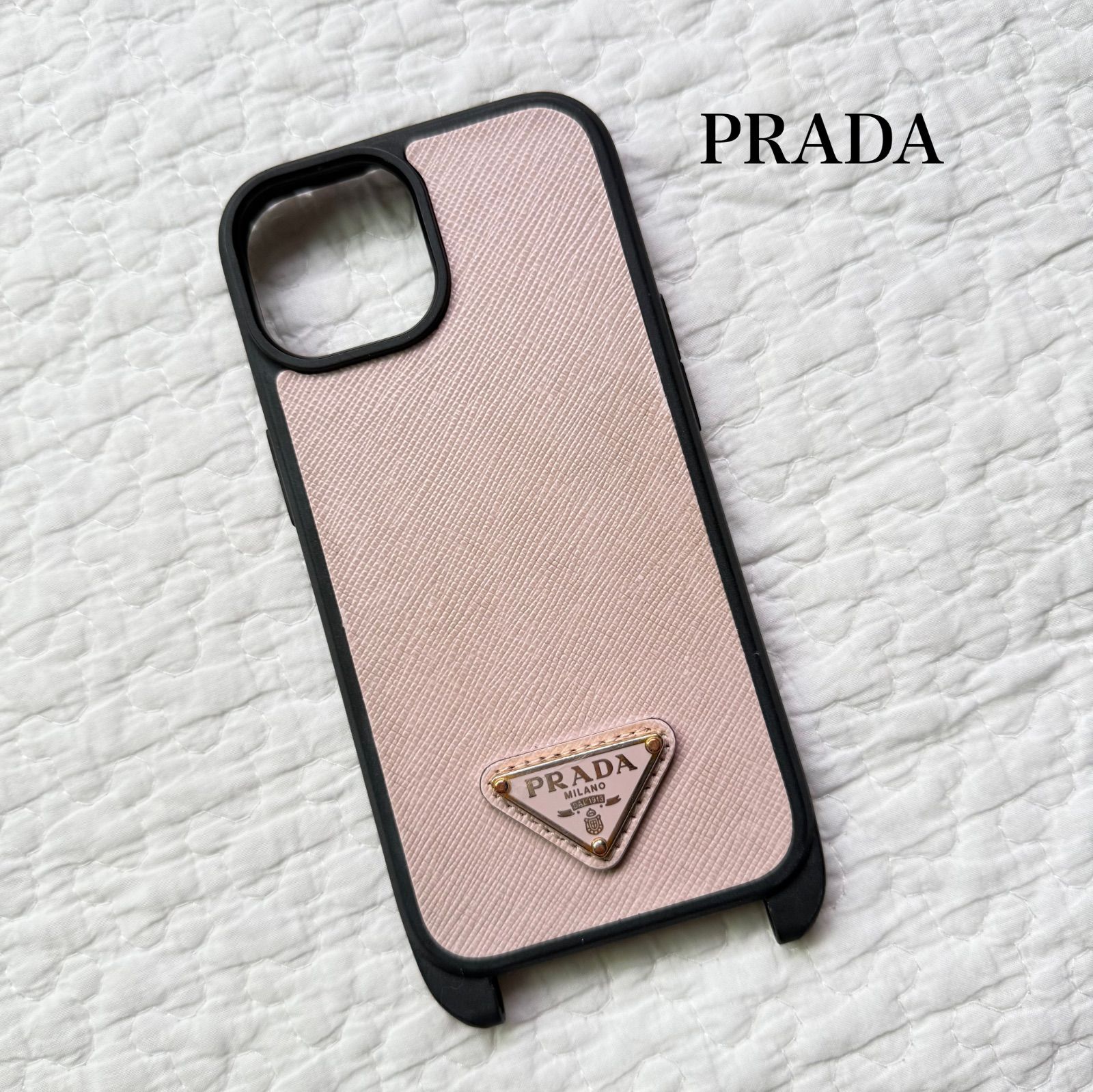 プラダ　PRADA iPhone14Pro ケース　ピンク　三角ロゴ PRADA プラダ 三角ロゴプレート フィアーノレザー iPhone14pro用