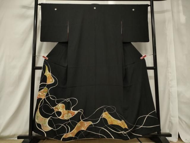 黒 藤花 金糸 華文柄 振袖 身丈165 黒 藤花 金糸 華文柄 振袖 身丈165 レディース