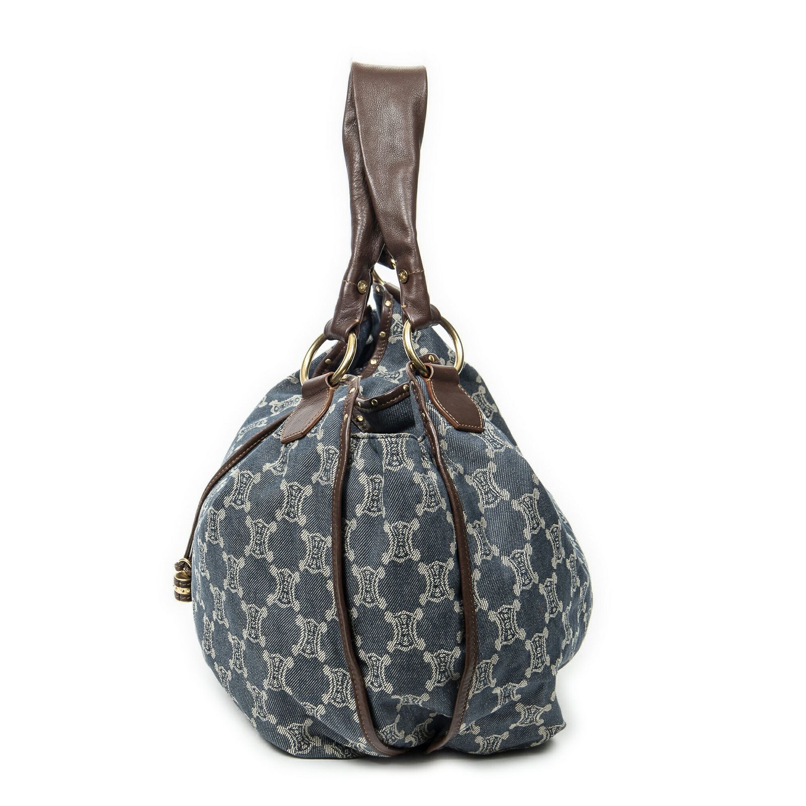 セリーヌビタースウィートブルーデニム 茶色マカダムデニムキャンバスA