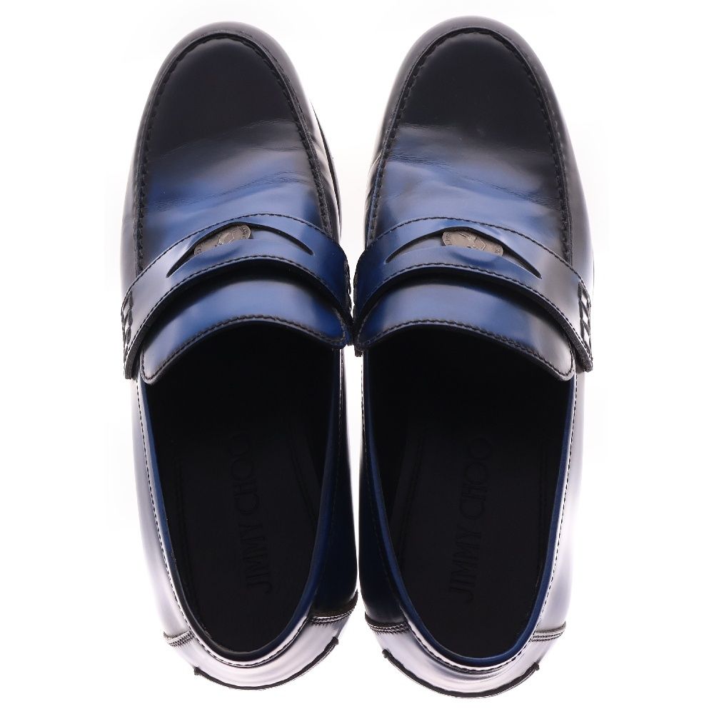 JIMMY CHOO (ジミーチュウ) DARBLAY SEA BLUE レザー ペニーローファー  