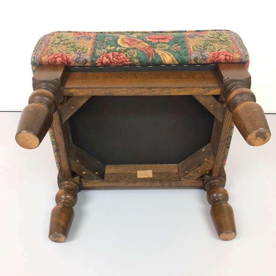 カントリーハウス 英国カントリー オーク材スツール 布張り 三越ブルージュ ss7770 【中古】 三越家具 ブルージュ オットマン 木脚 グリーン