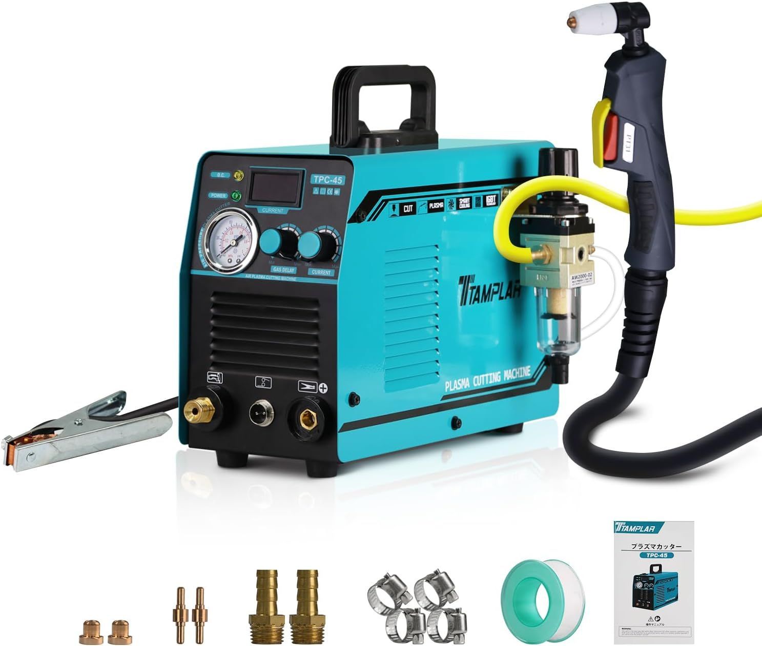 プラズマカッター TPC-45 プラズマ切断機 最大切断厚18mm エアプラズマ切断機 100V 接触点火アークインバーター 50|60hz自動切替 IGBT
