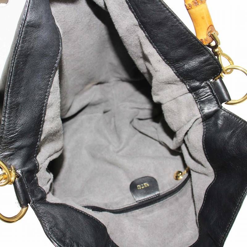グッチ GUCCI バンブー ハンドバッグ ショルダーバッグ 2WAY レザー 黒