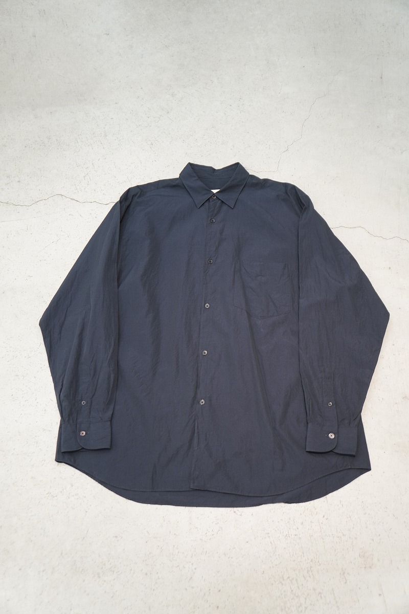 正規 25AW COMOLI コモリ コモリシャツ 長袖 シャツ C03-02001 ドレス ロング ビッグ ネイビー紺4 本物1006P♪