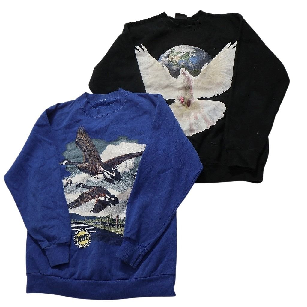 古着卸 まとめ売り アニマル 動物 スウェット 8枚セット メンズ Ｓ |Ｍ |Ｌ トナカイ イーグル オオカミ トリ バード 古着 NC0996